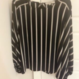Black and White Striped Women's Top